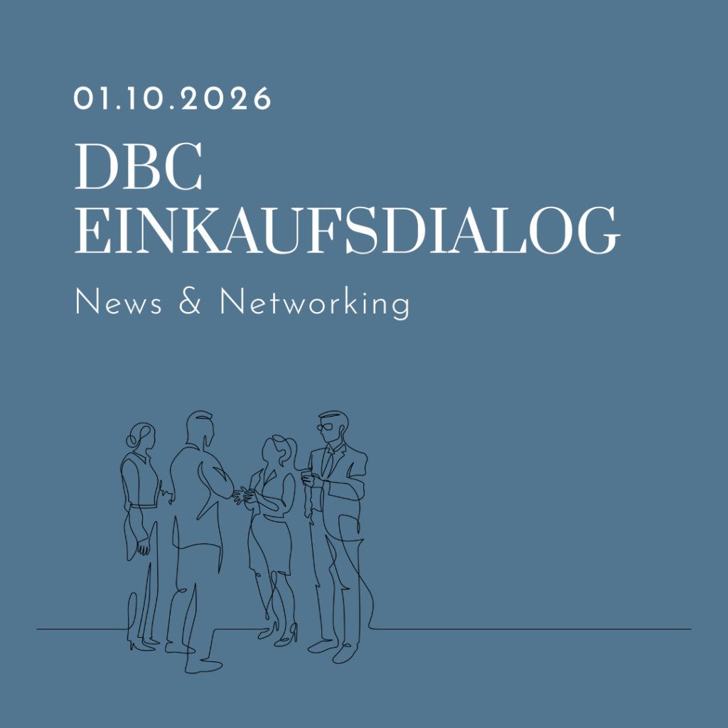 Grafik zum DBC Einkaufsdialog am 01.10.2026 – Illustration von Menschen im Gespräch, Networking-Event der Deutschen Business Consulting