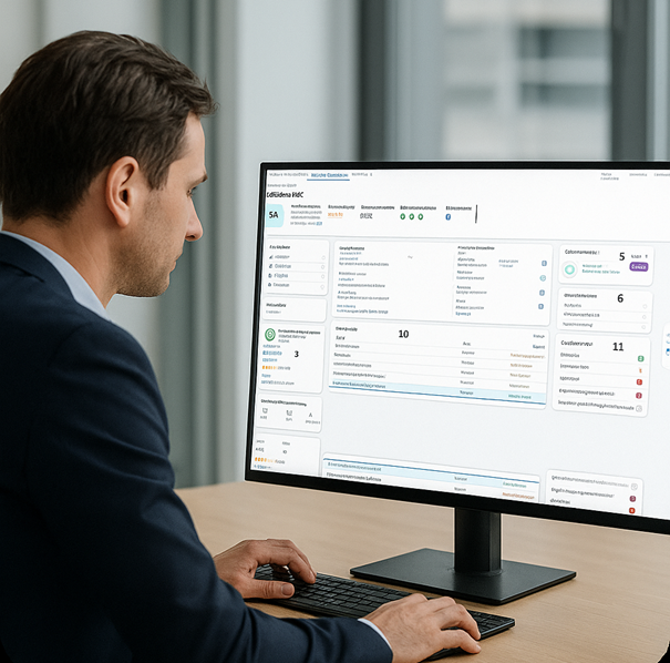 Business-Anwender arbeitet mit dem SAP Ariba SLP Dashboard für Lieferantenmanagement