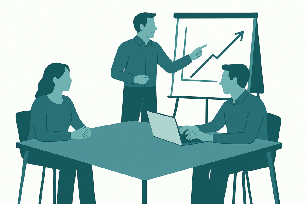Meeting wird dargestellt, symbolisiert ein Meeting für die Ausschreibung Beschaffungslösung